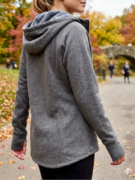 Athletic Works Tops - Athletic Works Fleece Lined Zip Up Hoodie Grey - Women’s Size Medium